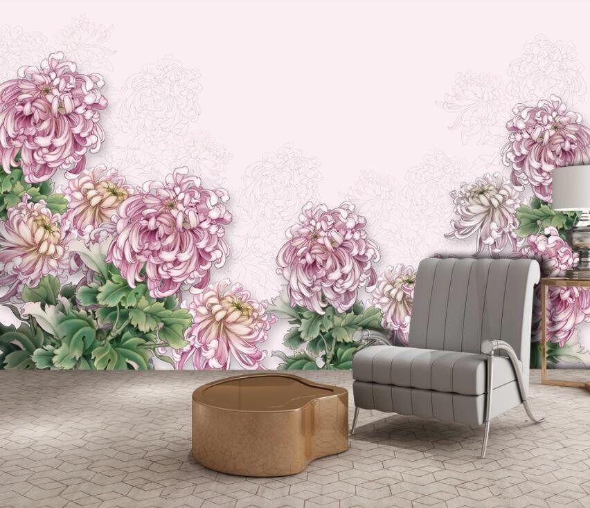 3D Pink Flower 1971 Wall Murals Wallpaper AJ Wallpaper 2