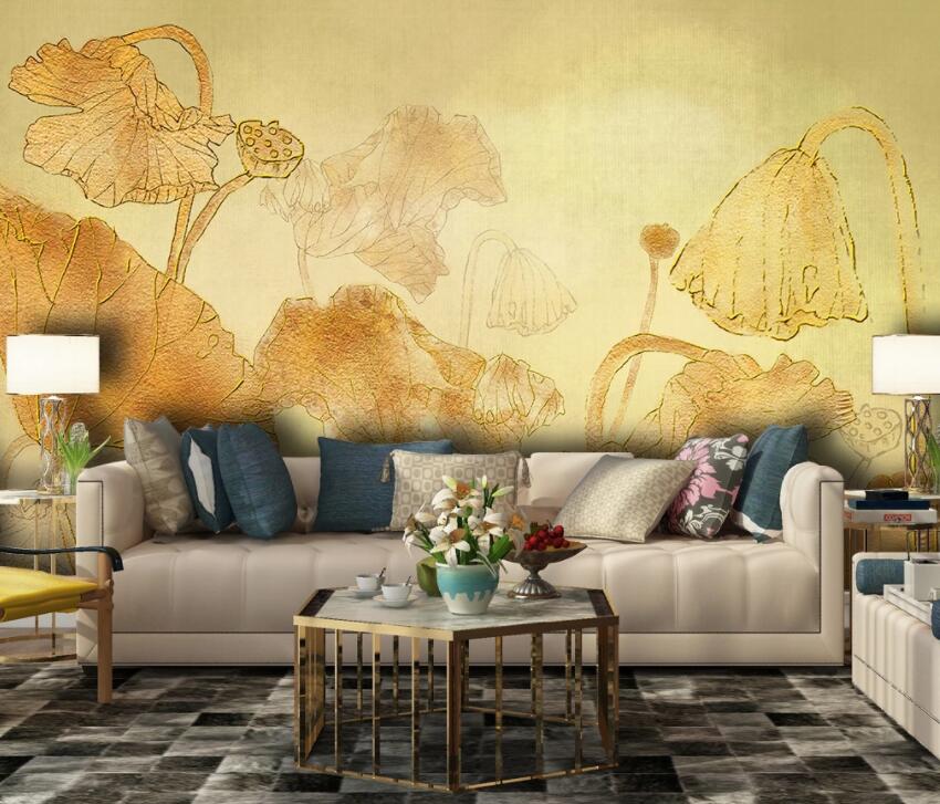 3D Lotus Pond 1972 Wall Murals Wallpaper AJ Wallpaper 2