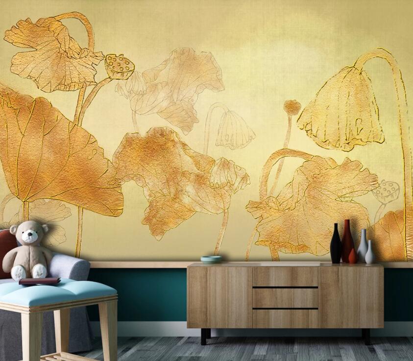 3D Lotus Pond 1972 Wall Murals Wallpaper AJ Wallpaper 2