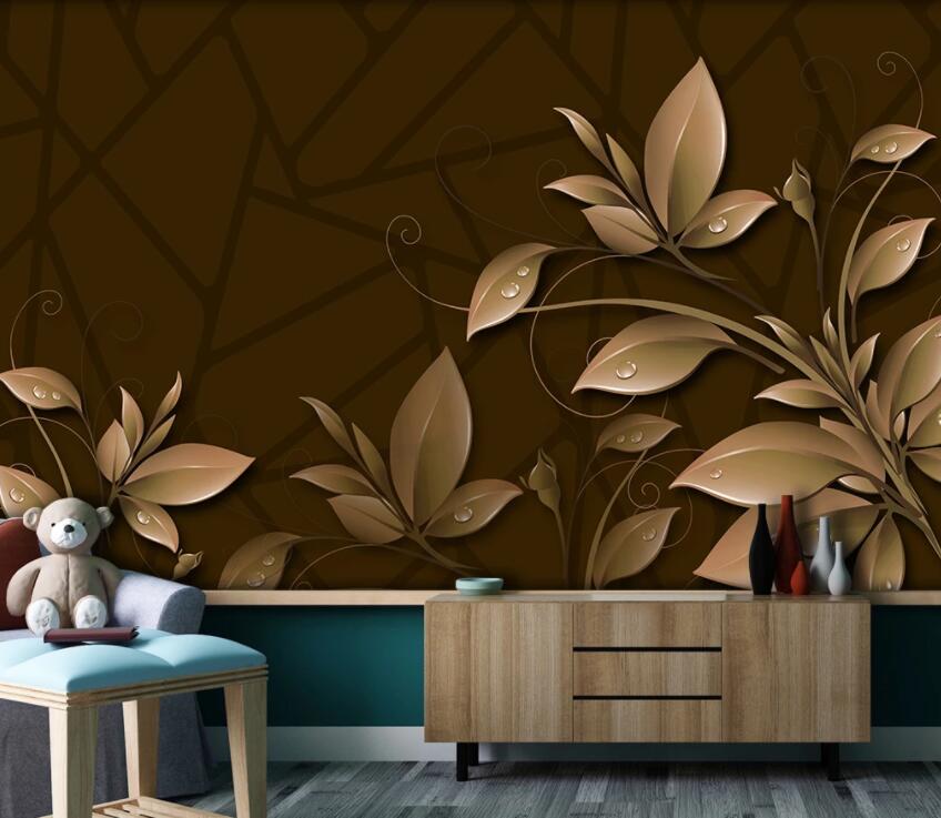 3D Green Leaves 1968 Wall Murals Wallpaper AJ Wallpaper 2