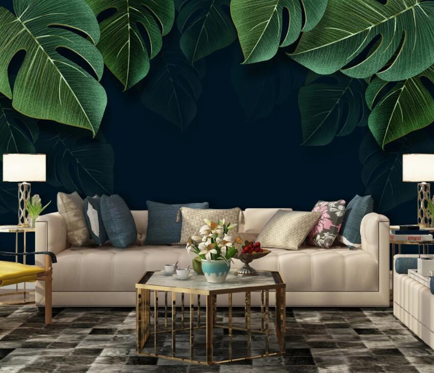3D Green Leaves 1966 Wall Murals Wallpaper AJ Wallpaper 2