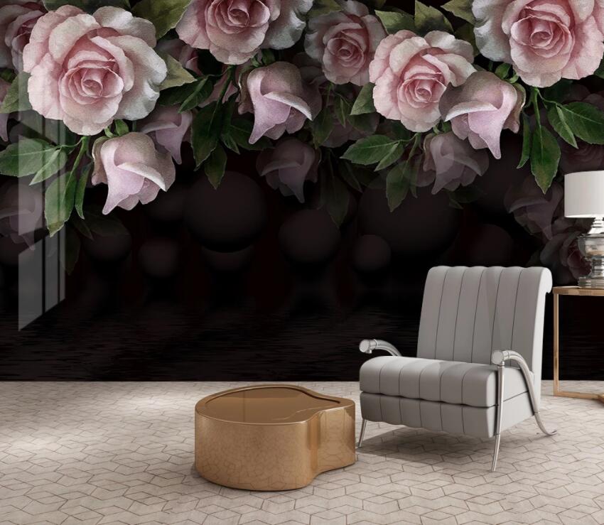 3D Pink Flowers 1963 Wall Murals Wallpaper AJ Wallpaper 2