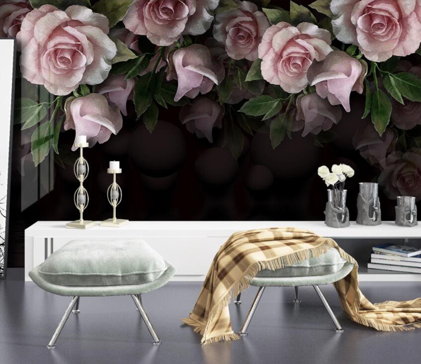 3D Pink Flowers 1963 Wall Murals Wallpaper AJ Wallpaper 2