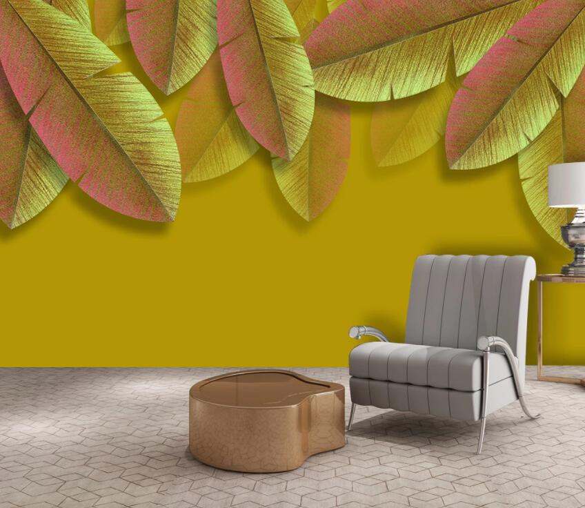 3D Golden Leaves 1962 Wall Murals Wallpaper AJ Wallpaper 2