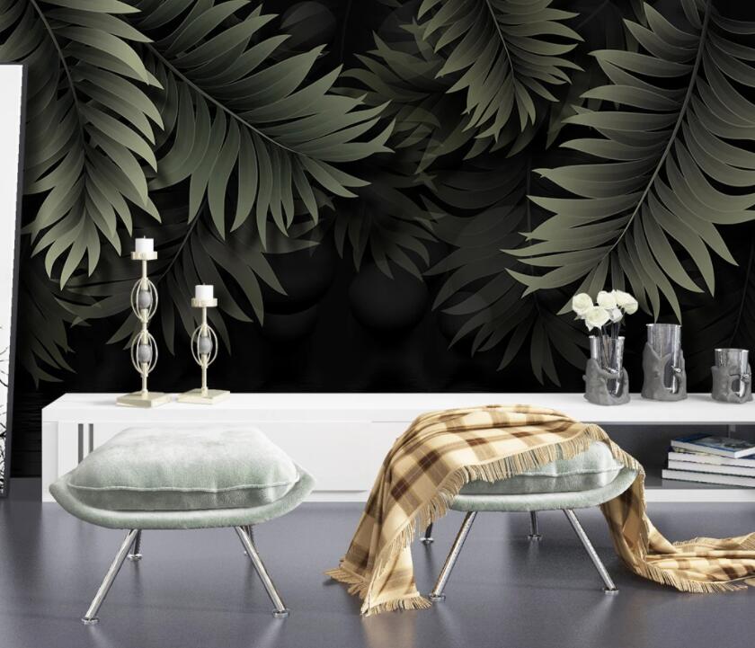 3D Green Leaf 1961 Wall Murals Wallpaper AJ Wallpaper 2