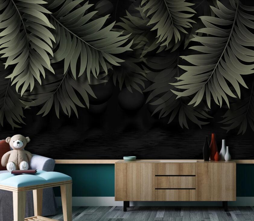 3D Green Leaf 1961 Wall Murals Wallpaper AJ Wallpaper 2