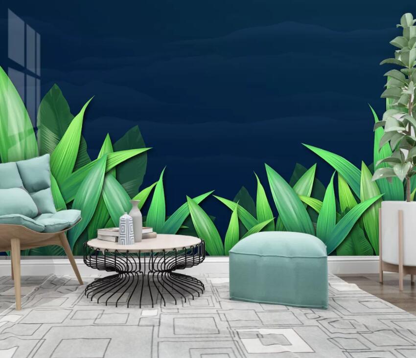 3D Green Leaf 1957 Wall Murals Wallpaper AJ Wallpaper 2