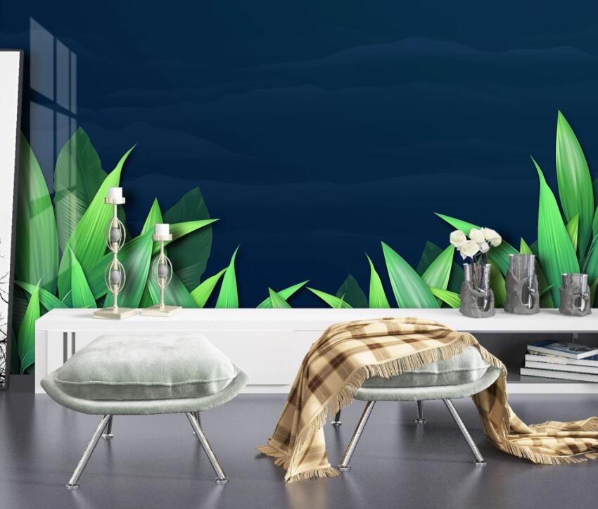 3D Green Leaf 1957 Wall Murals Wallpaper AJ Wallpaper 2