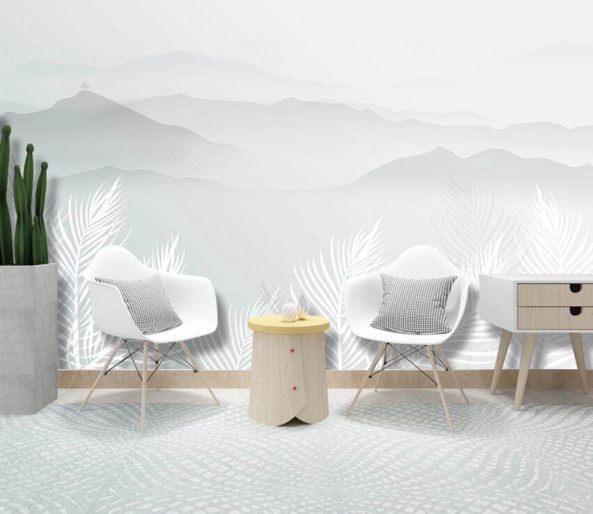 3D White Leaves 1952 Wall Murals Wallpaper AJ Wallpaper 2
