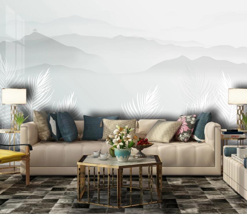 3D White Leaves 1952 Wall Murals Wallpaper AJ Wallpaper 2