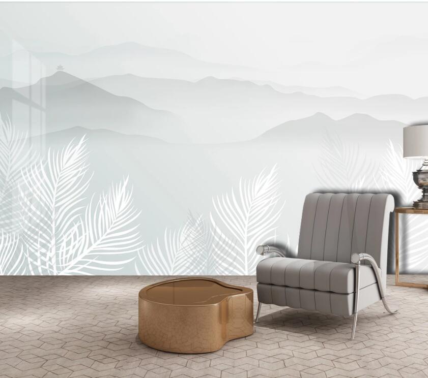 3D White Leaves 1952 Wall Murals Wallpaper AJ Wallpaper 2