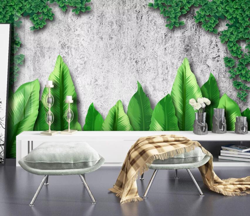 3D Green Leaf 1946 Wall Murals Wallpaper AJ Wallpaper 2