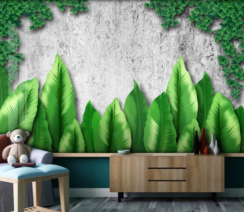 3D Green Leaf 2921 Wall Murals Wallpaper AJ Wallpaper 2