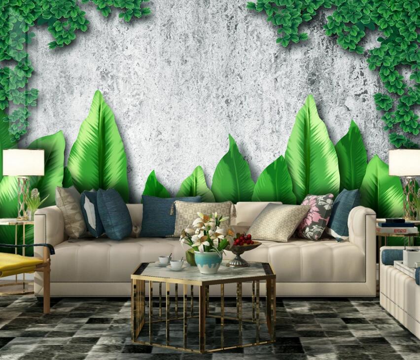 3D Green Leaf 1946 Wall Murals Wallpaper AJ Wallpaper 2