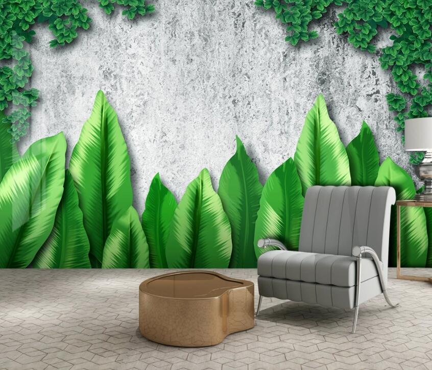 3D Green Leaf 1946 Wall Murals Wallpaper AJ Wallpaper 2