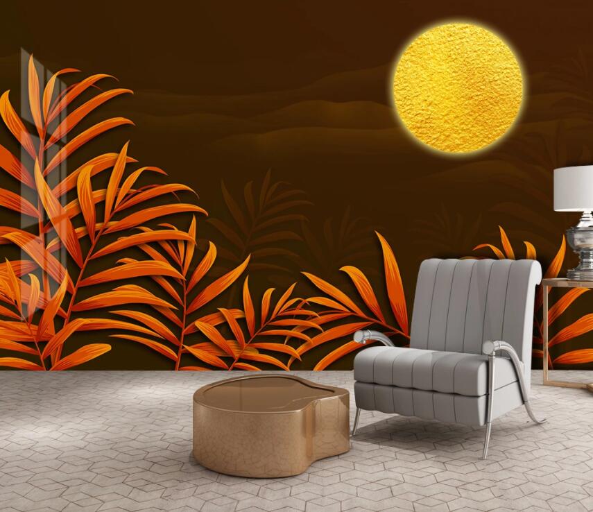 3D Leaves Moon 1940 Wall Murals Wallpaper AJ Wallpaper 2