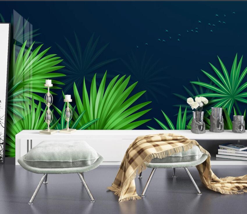 3D Green Leaf 1934 Wall Murals Wallpaper AJ Wallpaper 2