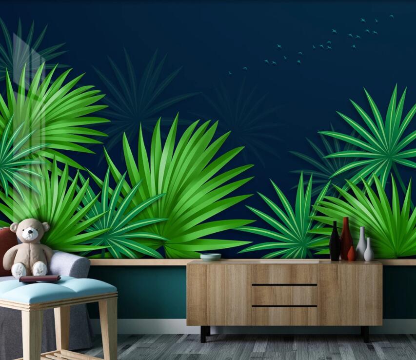 3D Green Leaf 1934 Wall Murals Wallpaper AJ Wallpaper 2