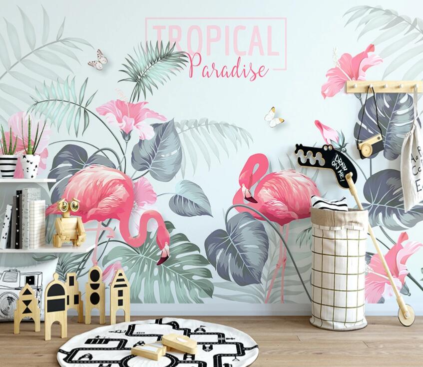 3D Pink Flamingo 1223 Wall Murals Wallpaper AJ Wallpaper 2