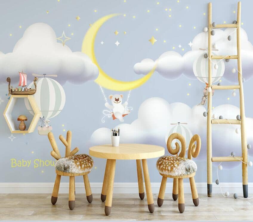 3D Clouds Moon 2371 Wall Murals Wallpaper AJ Wallpaper 2