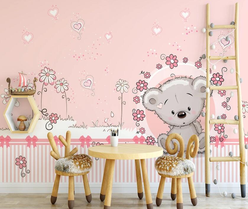 3D Pink Bear 1213 Wall Murals Wallpaper AJ Wallpaper 2