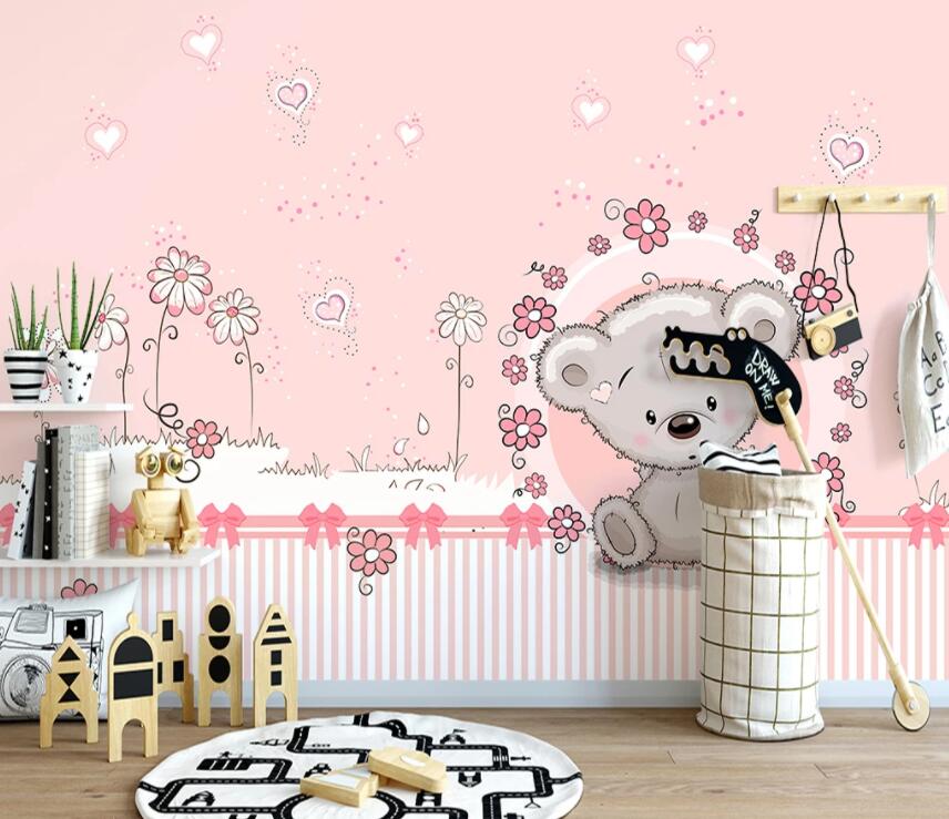 3D Pink Bear 1213 Wall Murals Wallpaper AJ Wallpaper 2