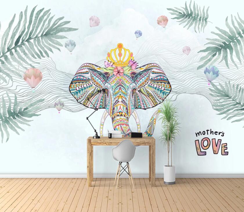 3D Elephant Green Leaf 1199 Wall Murals Wallpaper AJ Wallpaper 2