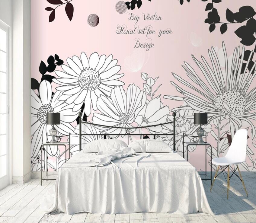 3D White Chrysanthemum 2333 Wall Murals Wallpaper AJ Wallpaper 2