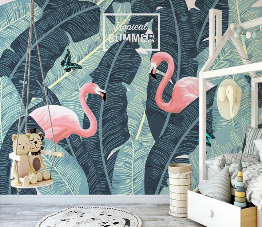 3D Pink Flamingo 2322 Wall Murals Wallpaper AJ Wallpaper 2