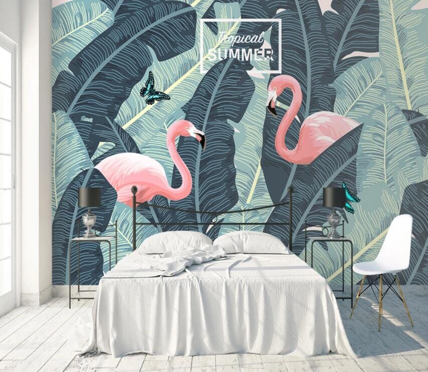 3D Pink Flamingo 2322 Wall Murals Wallpaper AJ Wallpaper 2