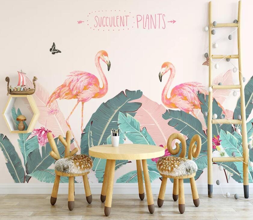 3D Pink Flamingo 2321 Wall Murals Wallpaper AJ Wallpaper 2