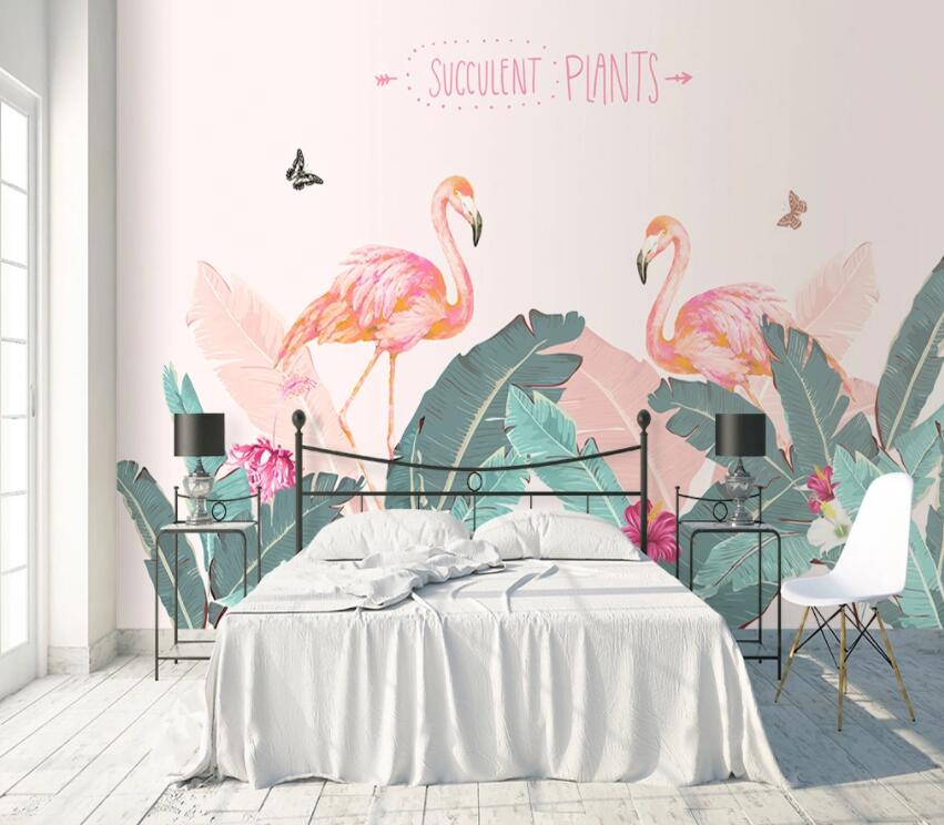 3D Pink Flamingo 1147 Wall Murals Wallpaper AJ Wallpaper 2