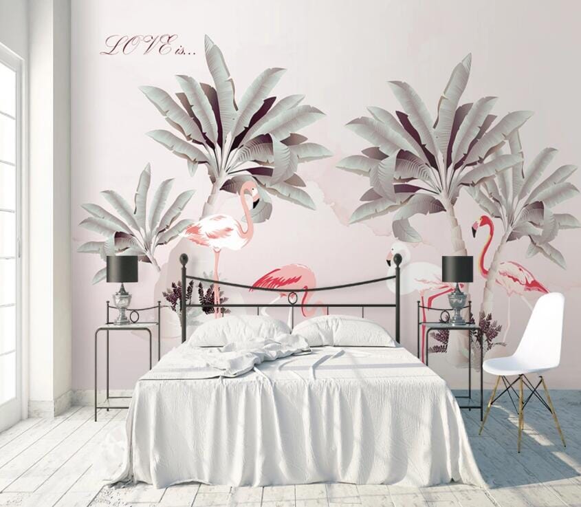 3D Pink Flamingo 2320 Wall Murals Wallpaper AJ Wallpaper 2