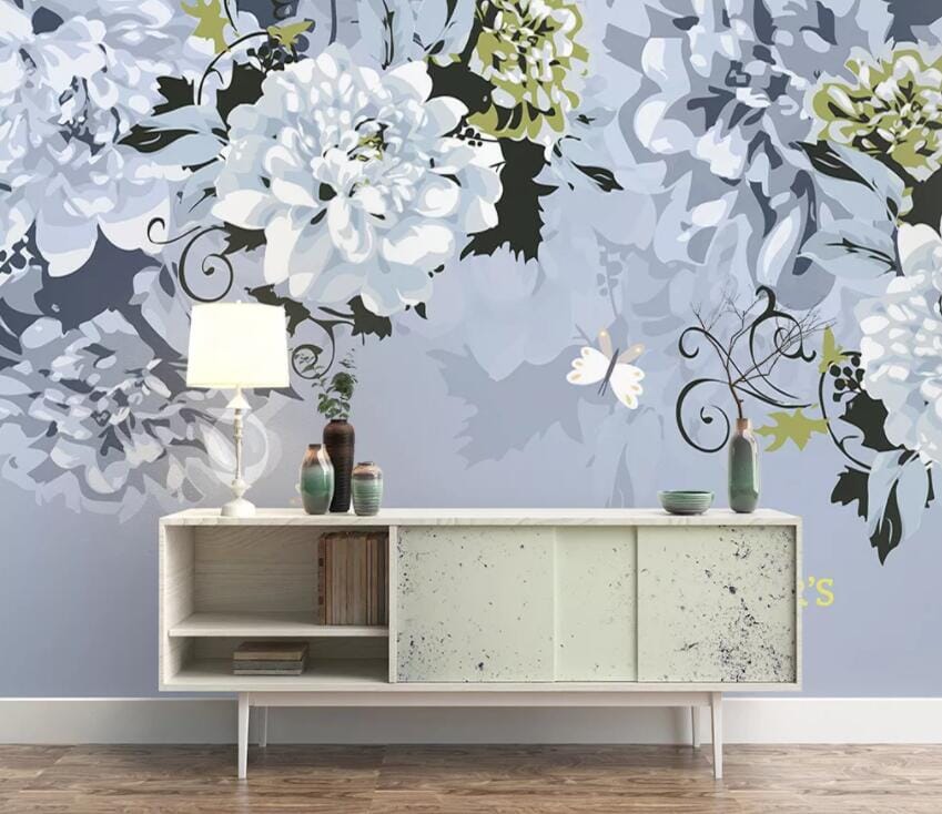 3D White Flowers 2316 Wall Murals Wallpaper AJ Wallpaper 2