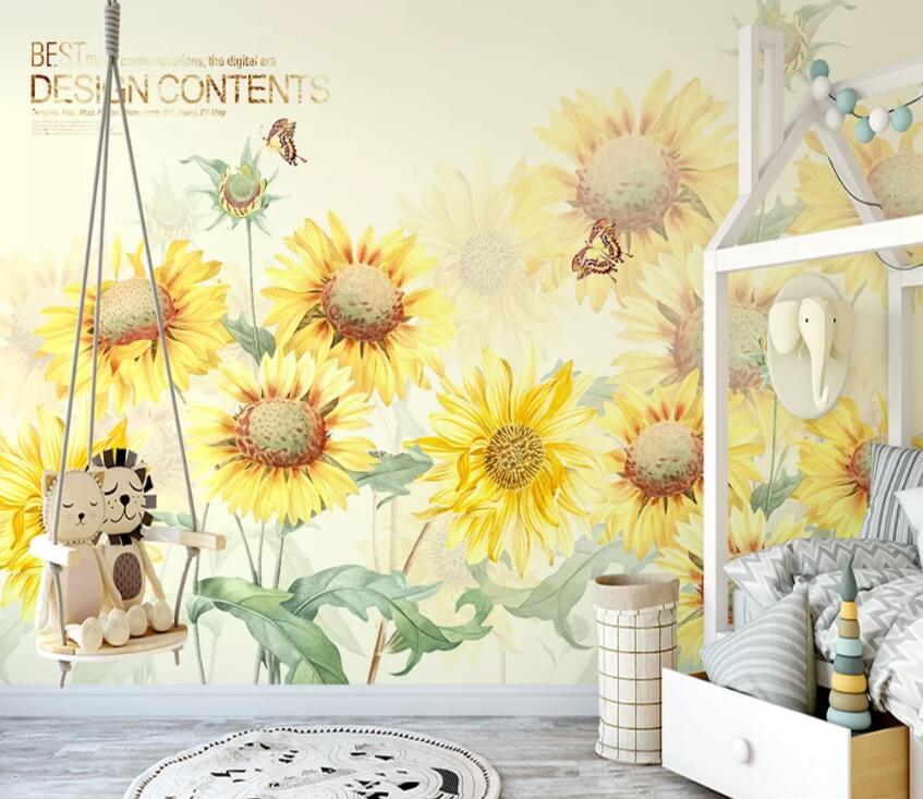 3D Sunflower 1125 Wall Murals Wallpaper AJ Wallpaper 2