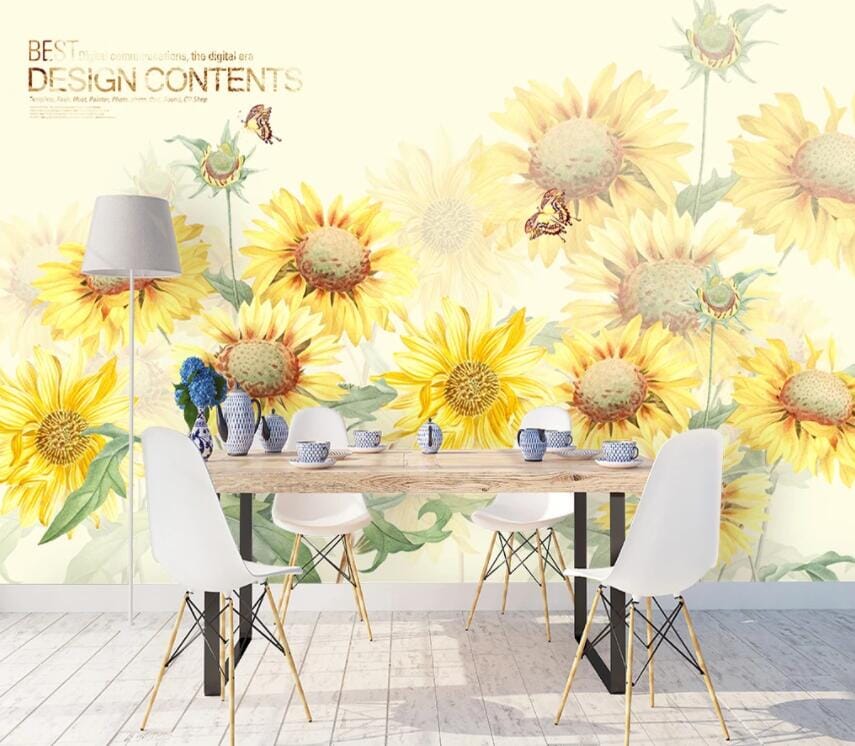 3D Sunflower 2309 Wall Murals Wallpaper AJ Wallpaper 2