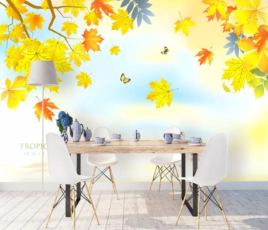 3D Colored Leaves 1120 Wall Murals Wallpaper AJ Wallpaper 2