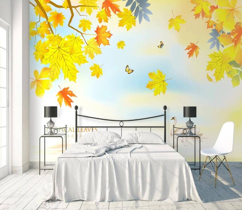 3D Yellow Leaves 2304 Wall Murals Wallpaper AJ Wallpaper 2