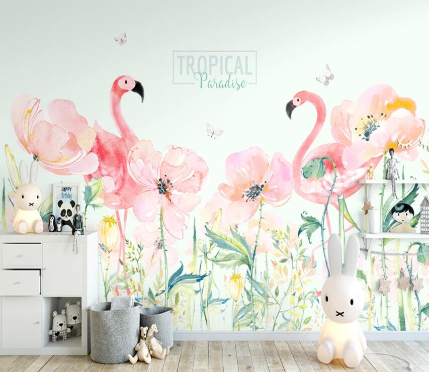 3D Pink Flamingo 1052 Wall Murals Wallpaper AJ Wallpaper 2