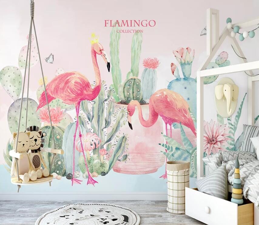 3D Pink Flamingo 2174 Wall Murals Wallpaper AJ Wallpaper 2