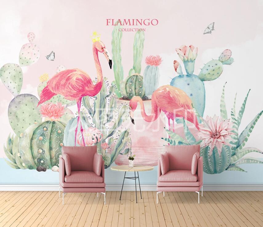 3D Pink Flamingo 896 Wall Murals Wallpaper AJ Wallpaper 2