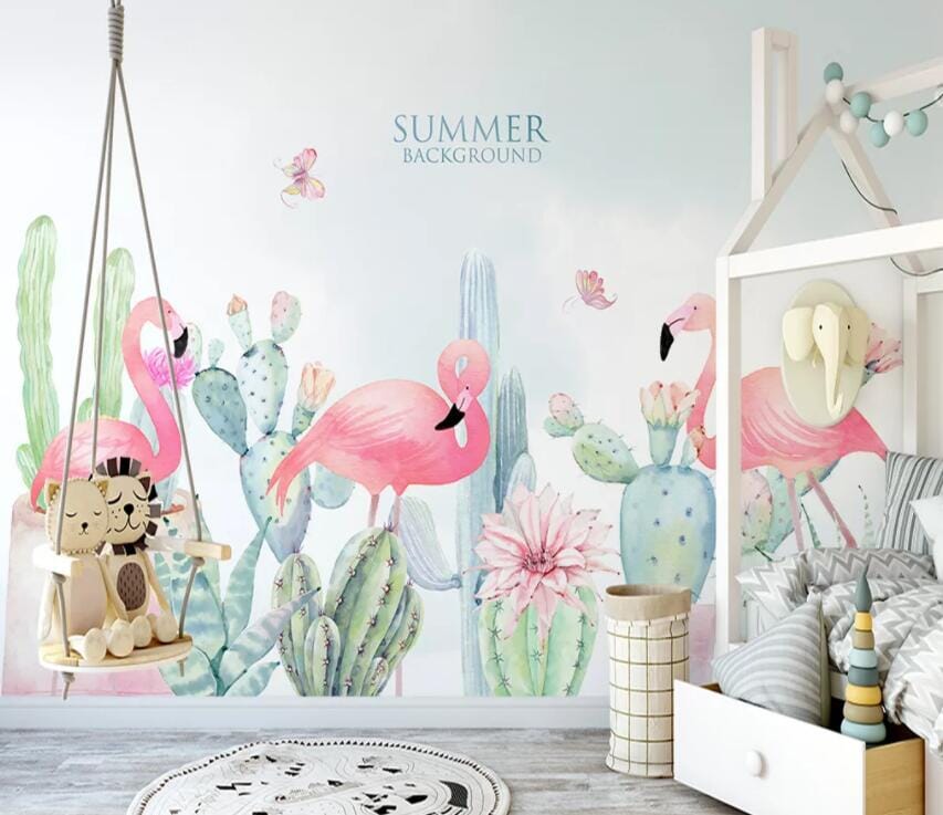 3D Pink Flamingo 2172 Wall Murals Wallpaper AJ Wallpaper 2