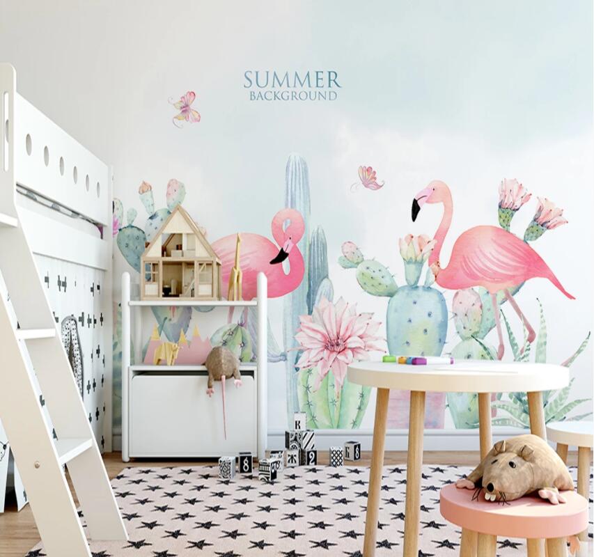 3D Pink Flamingo 894 Wall Murals Wallpaper AJ Wallpaper 2