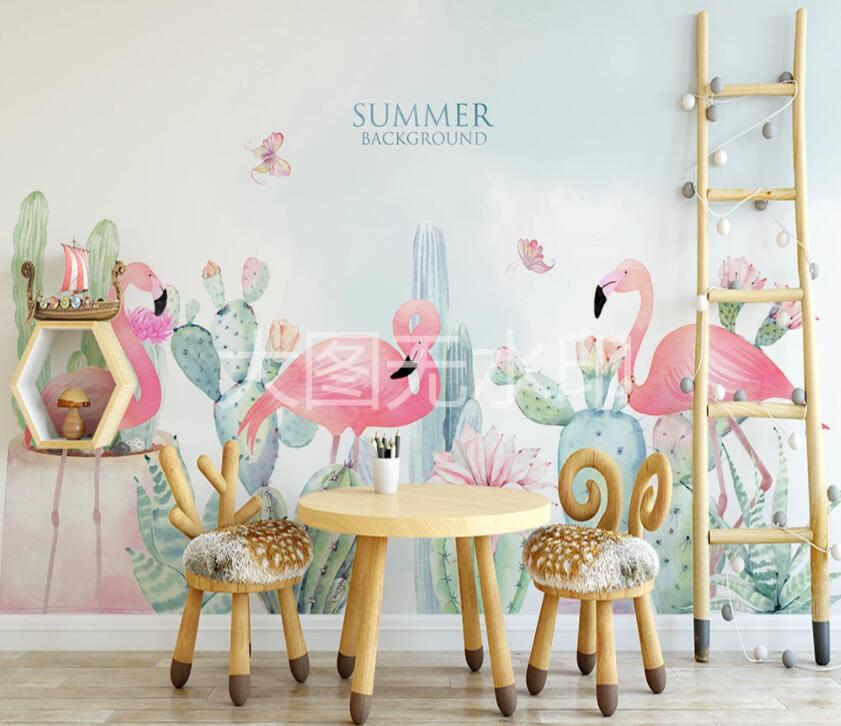 3D Pink Flamingo 894 Wall Murals Wallpaper AJ Wallpaper 2