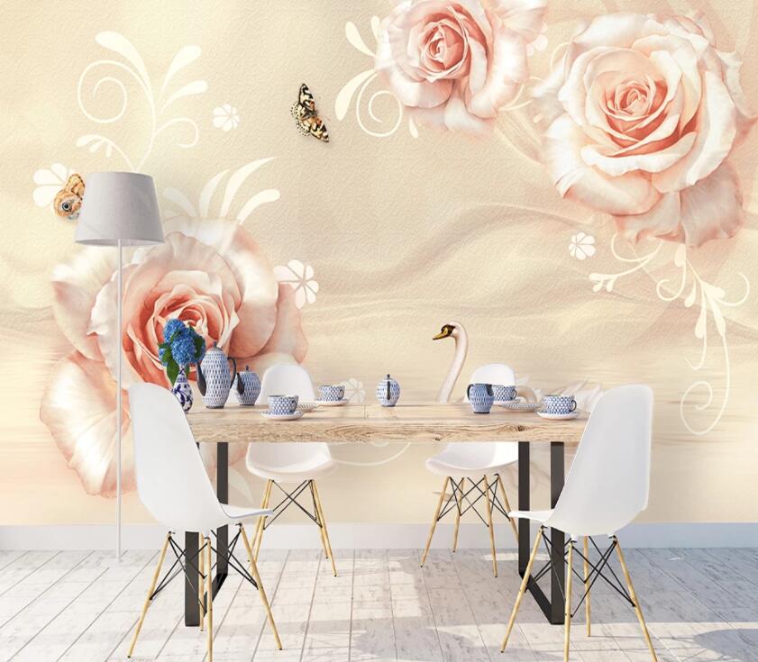 3D Pink Rose 886 Wall Murals Wallpaper AJ Wallpaper 2