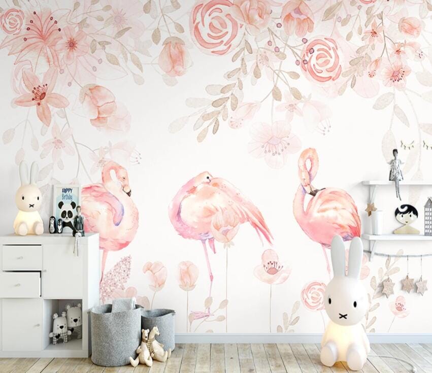 3D Pink Flamingo 2155 Wall Murals Wallpaper AJ Wallpaper 2