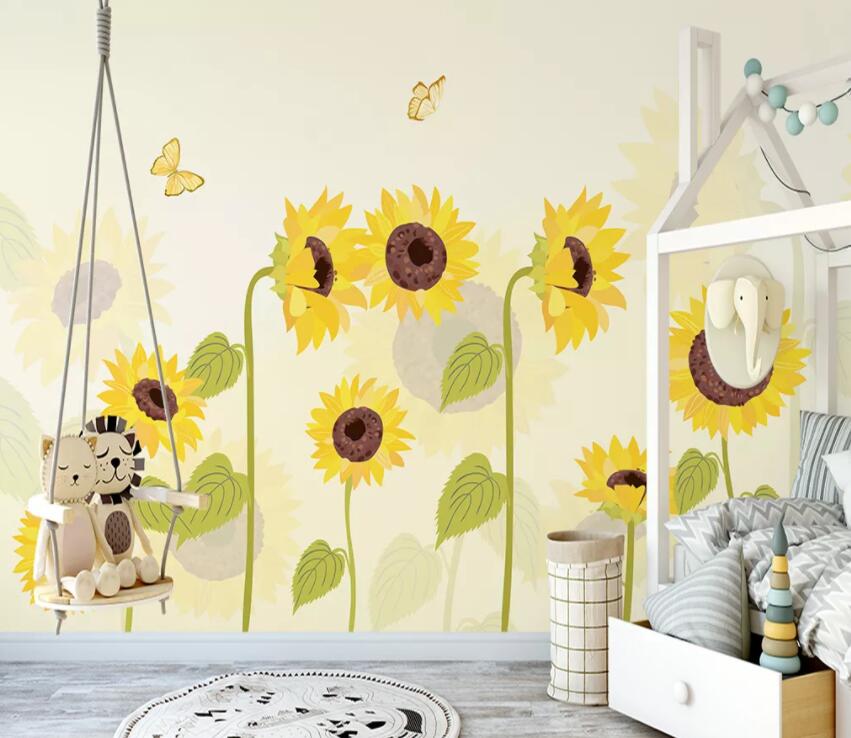 3D Yellow Sunflower 846 Wall Murals Wallpaper AJ Wallpaper 2