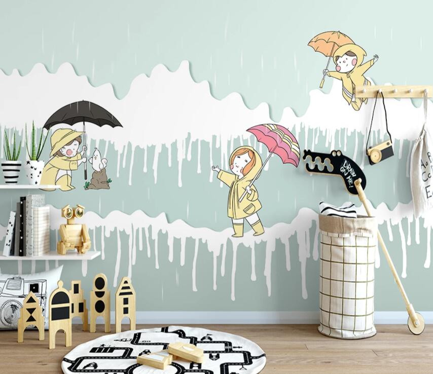 3D Child Raining 844 Wall Murals Wallpaper AJ Wallpaper 2
