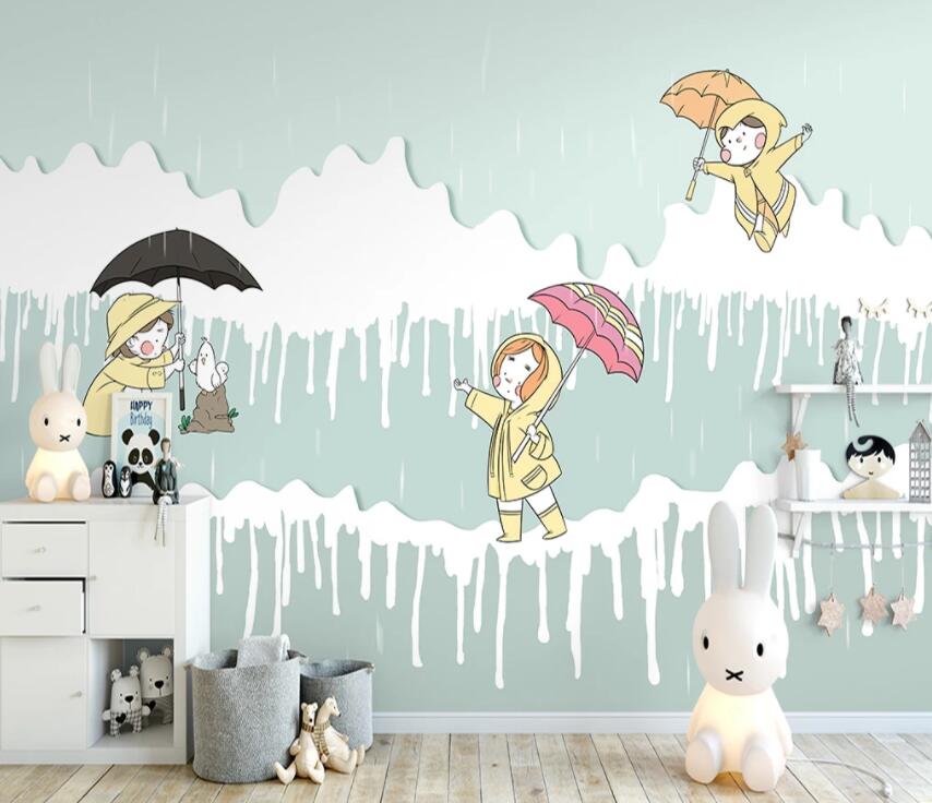 3D Child Raining 844 Wall Murals Wallpaper AJ Wallpaper 2