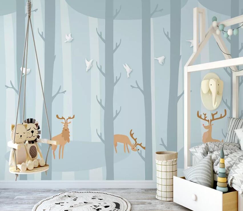3D Deer Forest 842 Wall Murals Wallpaper AJ Wallpaper 2